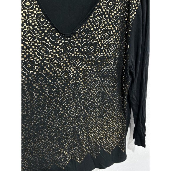 Alex Marie Black Gold Long Sleeve Top With V-Neck Sz XL - Picture 4 of 8